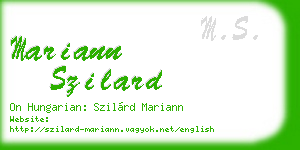 mariann szilard business card