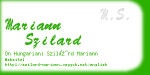 mariann szilard business card